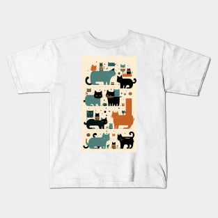 Feline Whispers: Abstract Echoes of Mystical Grace Kids T-Shirt